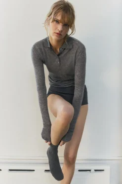 ZARA Camisas / Blusas|Lingerie^POLO LISO LÃ 100% Cinzento
