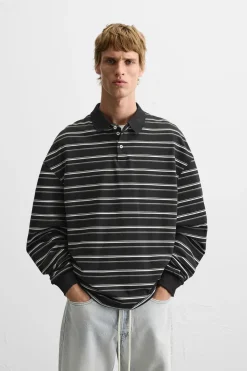 ZARA Polos^POLO ÀS RISCAS Preto