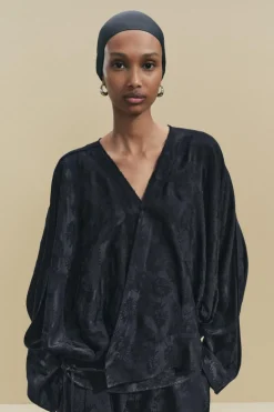 ZARA Blusões|Camisas / Blusas^QUIMONO JACQUARD ZW COLLECTION Preto