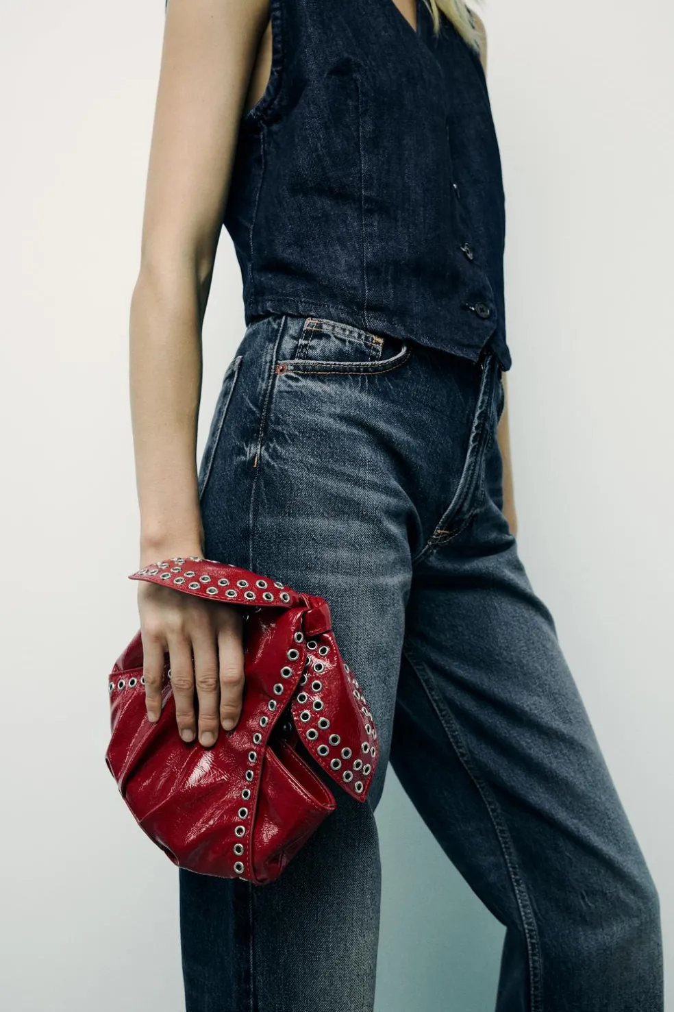 ZARA Malas^SACO PEQUENO TACHAS Vermelho