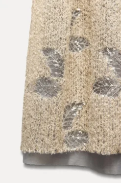 ZARA Cardigan / Camisolas|Malha^SAIA COMBINADA DE MALHA COM LANTEJOULAS Bege