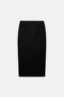 ZARA Cardigan / Camisolas|Malha^SAIA MIDI DE MALHA Preto