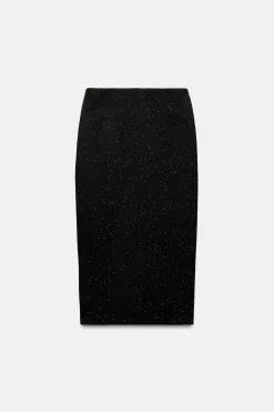 ZARA Cardigan / Camisolas|Malha^SAIA MIDI DE MALHA Preto