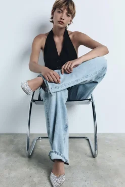 ZARA Sapatos^SAPATOS DE TACÃO MULES COM PÉROLAS Bege