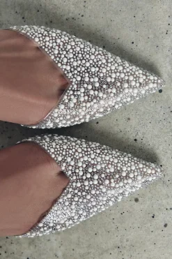 ZARA Sapatos^SAPATOS DE TACÃO MULES COM PÉROLAS Bege