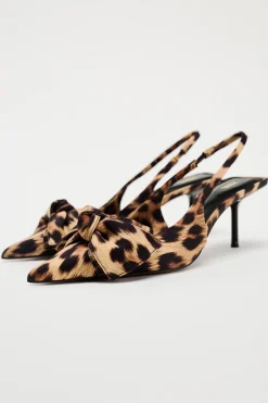 ZARA Sapatos^SAPATOS MULES COM ESTAMPADO ANIMAL E LAÇO Leopardo