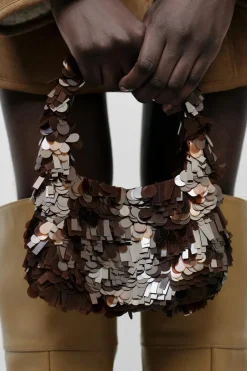 ZARA Malas^SHOULDER BAG COM APLICAÇÕES Castanho