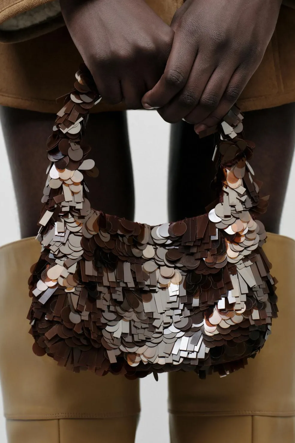 ZARA Malas^SHOULDER BAG COM APLICAÇÕES Castanho