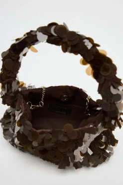 ZARA Malas^SHOULDER BAG COM APLICAÇÕES Castanho