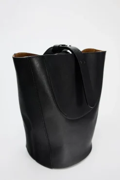 ZARA Malas^SHOULDER BAG GRANDE EM PELE Preto