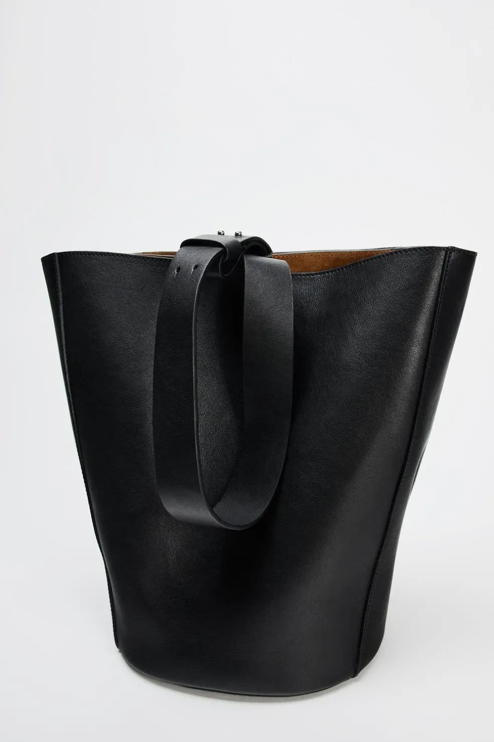 ZARA Malas^SHOULDER BAG GRANDE EM PELE Preto