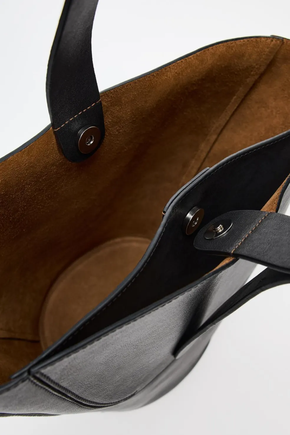 ZARA Malas^SHOULDER BAG GRANDE EM PELE Preto