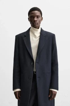 ZARA Vestuário De Inverno|Sobretudos / Gabardinas^SOBRETUDO COM LÃ Azul-marinho