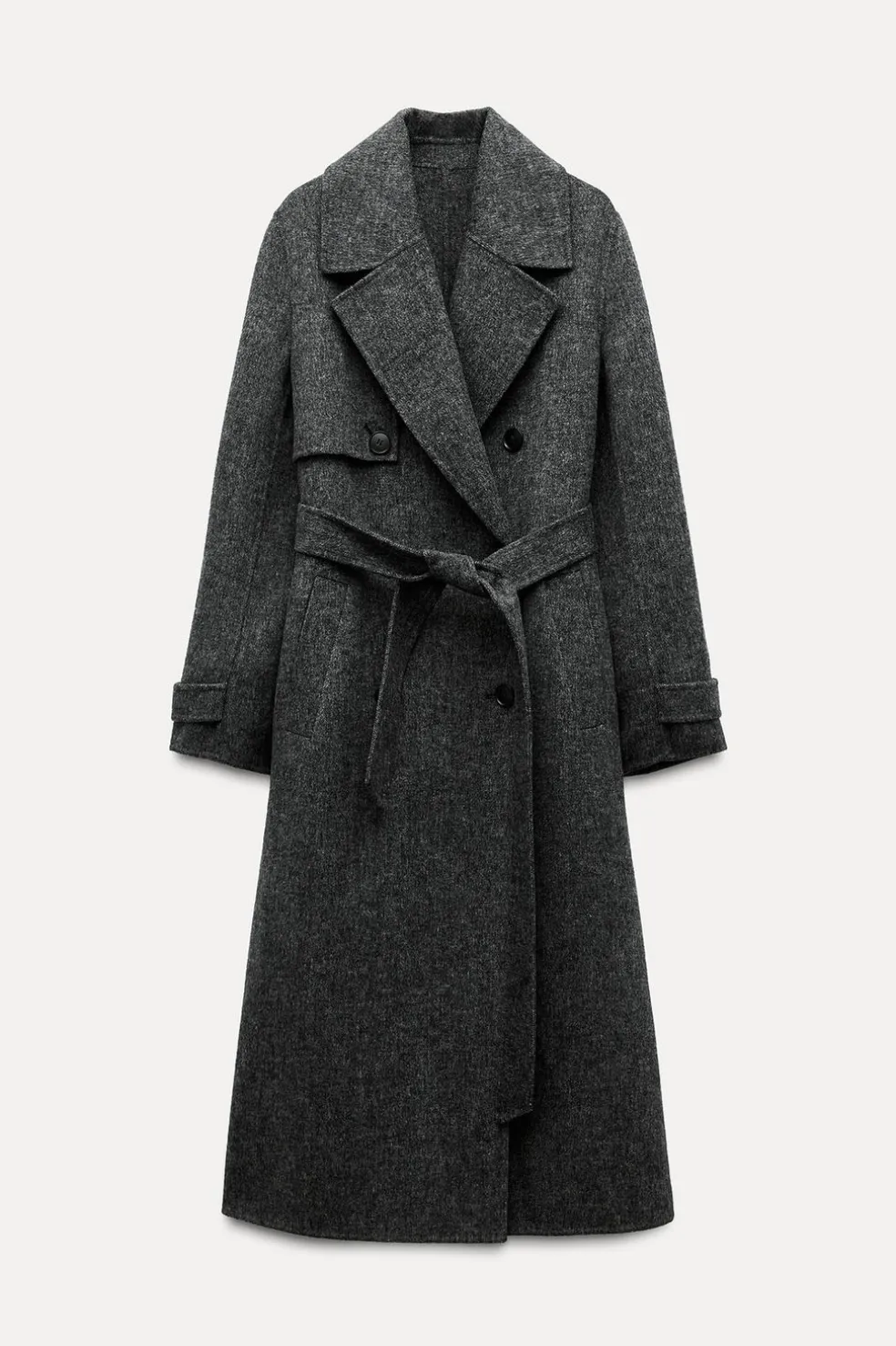 ZARA Winter Layersnew|Sobretudos / Anoraques^SOBRETUDO CRUZADO COM LÃ Cinzento-escuro