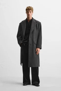 ZARA Vestuário De Inverno|Sobretudos / Gabardinas^SOBRETUDO RISCAS Cinzento-antracite