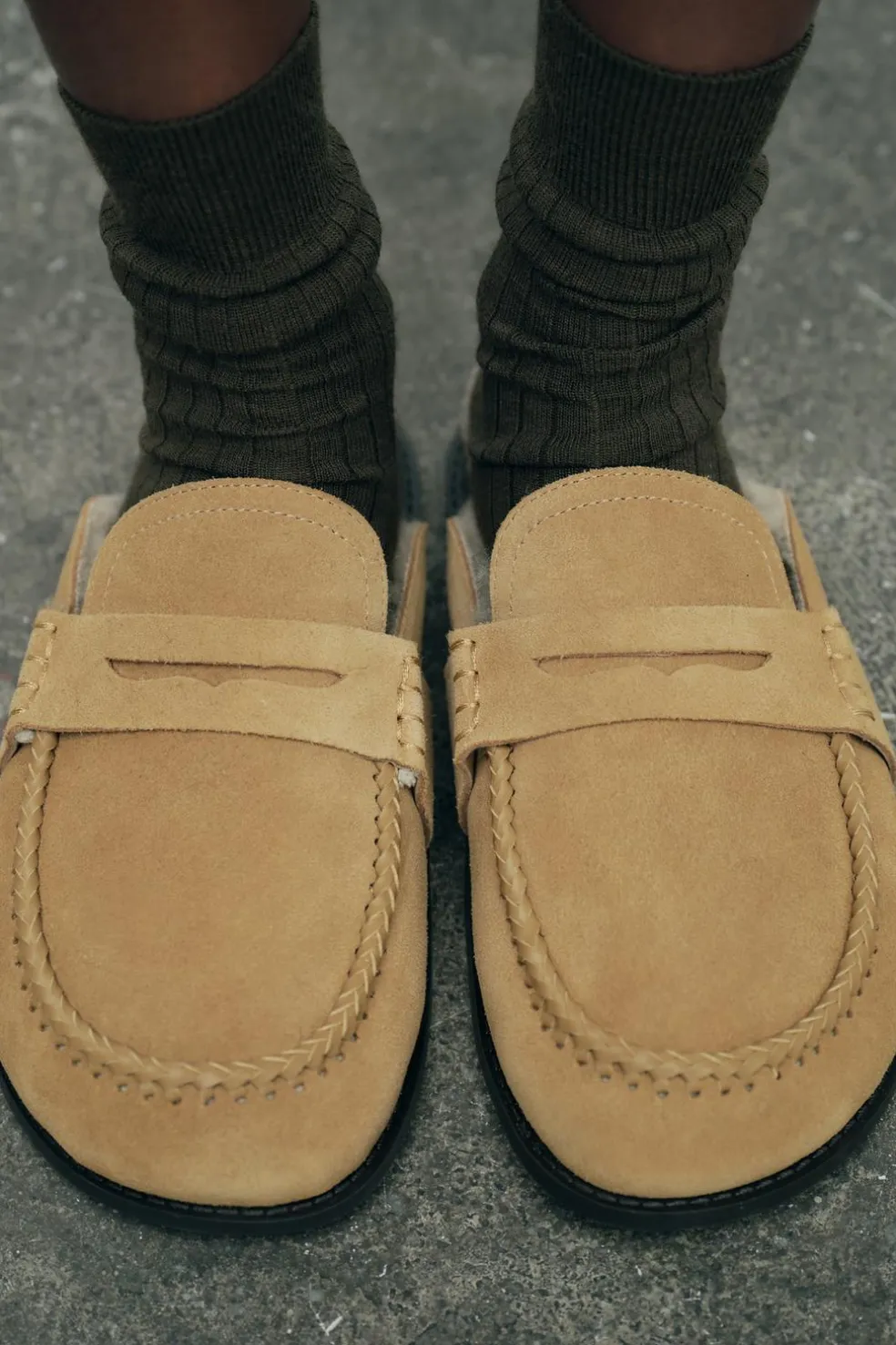 ZARA Sapatos^SOCA COM DETALHE DE PELO EM CROUTE Castanho