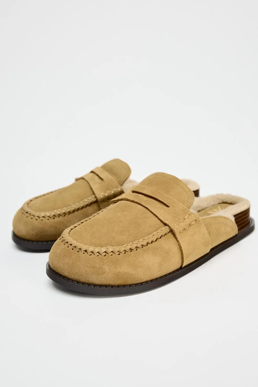 ZARA Sapatos^SOCA COM DETALHE DE PELO EM CROUTE Castanho