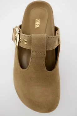 ZARA Sapatos^SOCAS CROUTE COM FIVELA Castanho