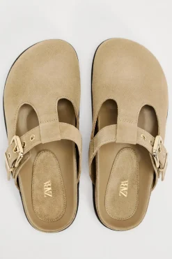 ZARA Sapatos^SOCAS CROUTE COM FIVELA Castanho