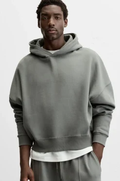 ZARA Sweatshirts^SWEAT BOXY FIT COM REMENDO Azul-água