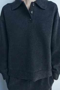 ZARA Winter Layersnew|Sweatshirts / Joggers^SWEAT GOLA DE POLO SOFT Cinzento-vigoré