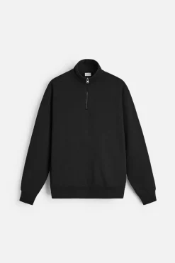 ZARA Camisola / Casacos|Sweatshirts^SWEAT HEAVY WEIGHT GOLA COM FECHO DE CORRER Preto