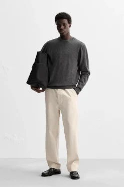 ZARA Vestuário De Inverno|Camisola / Casacos^SWEATER 100% CAXEMIRA Cinzento-vigoré