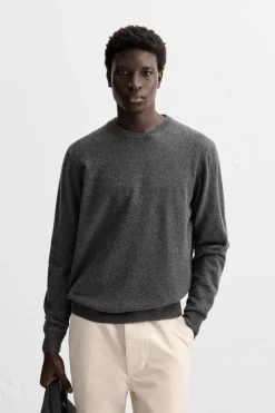 ZARA Vestuário De Inverno|Camisola / Casacos^SWEATER 100% CAXEMIRA Cinzento-vigoré