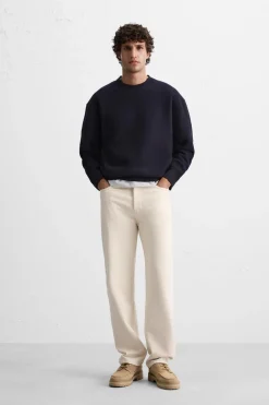 ZARA Vestuário De Inverno|Camisola / Casacos^SWEATER 100% LÃ CROPPED FIT Azul-marinho-escuro