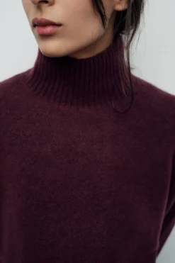 ZARA Winter Layersnew^SWEATER BÁSICA DE MALHA SUAVE Borgonha