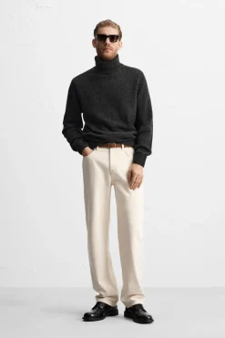 ZARA Vestuário De Inverno|Camisola / Casacos^SWEATER COM MISTURA DE LÃ Cinzento-vigoré