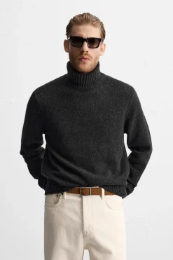 ZARA Vestuário De Inverno|Camisola / Casacos^SWEATER COM MISTURA DE LÃ Cinzento-vigoré