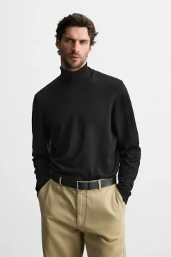 ZARA Vestuário De Inverno|Camisola / Casacos^SWEATER COM MISTURA DE VISCOSE Preto
