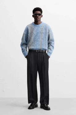 ZARA Vestuário De Inverno|Camisola / Casacos^SWEATER COM TEXTURA ESCOVADA Azul