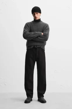 ZARA Vestuário De Inverno|Camisola / Casacos^SWEATER DE ALGODÃO E LÃ COM ESTRUTURA Cinzento-antracite
