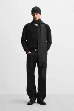 ZARA Vestuário De Inverno|Camisola / Casacos^SWEATER DE CAXEMIRA COM GOLA EM BICO Preto