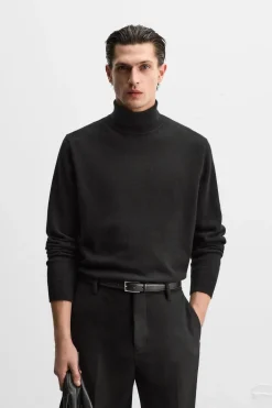 ZARA Vestuário De Inverno|Camisola / Casacos^SWEATER DE GOLA ALTA EM CAXEMIRA Preto