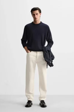 ZARA Vestuário De Inverno|Camisola / Casacos^SWEATER DE LÃ MERINO Azul-marinho