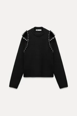 ZARA Cardigan / Camisolas|Malha^SWEATER DE MALHA COM BOLAS Preto