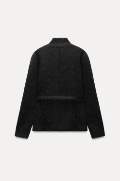 ZARA Cardigan / Camisolas|Malha^SWEATER DE MALHA COM CINTO Preto