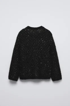 SWEATER DE MALHA COM LANTEJOULAS-ZARA Shop