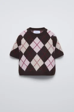 SWEATER DE MALHA COM LOSANGOS-ZARA Outlet