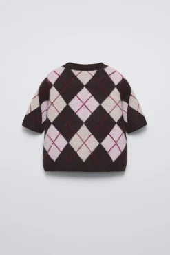 SWEATER DE MALHA COM LOSANGOS-ZARA Outlet