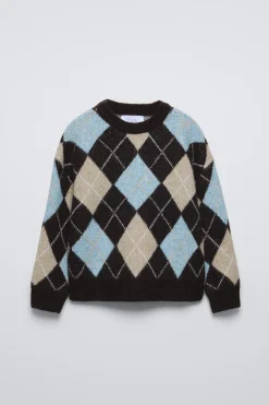 SWEATER DE MALHA COM LOSANGOS-ZARA Cheap