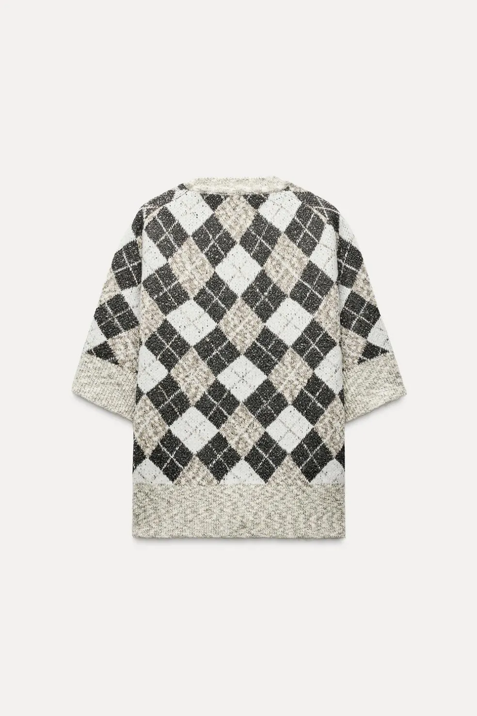 ZARA Cardigan / Camisolas|Malha^SWEATER DE MALHA COM LOSANGOS E LANTEJOULAS Cinzento