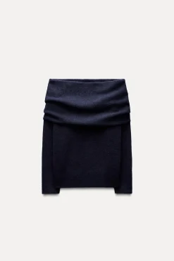 ZARA Cardigan / Camisolas|Malha^SWEATER DE MALHA COM OMBROS DESCOBERTOS marinho