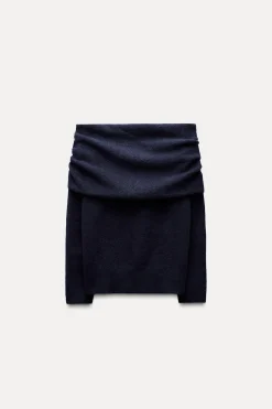 ZARA Cardigan / Camisolas|Malha^SWEATER DE MALHA COM OMBROS DESCOBERTOS marinho