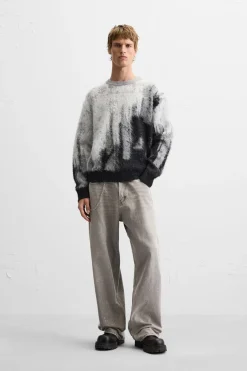 ZARA Vestuário De Inverno|Camisola / Casacos^SWEATER JACQUARD COM TEXTURA ESCOVADA Cinzento