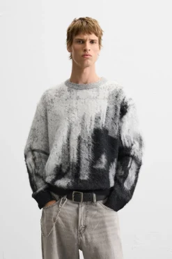 ZARA Vestuário De Inverno|Camisola / Casacos^SWEATER JACQUARD COM TEXTURA ESCOVADA Cinzento