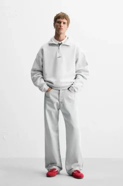 ZARA Sweatshirts^SWEATSHIRT BORDADO COMBINADO Cinzento